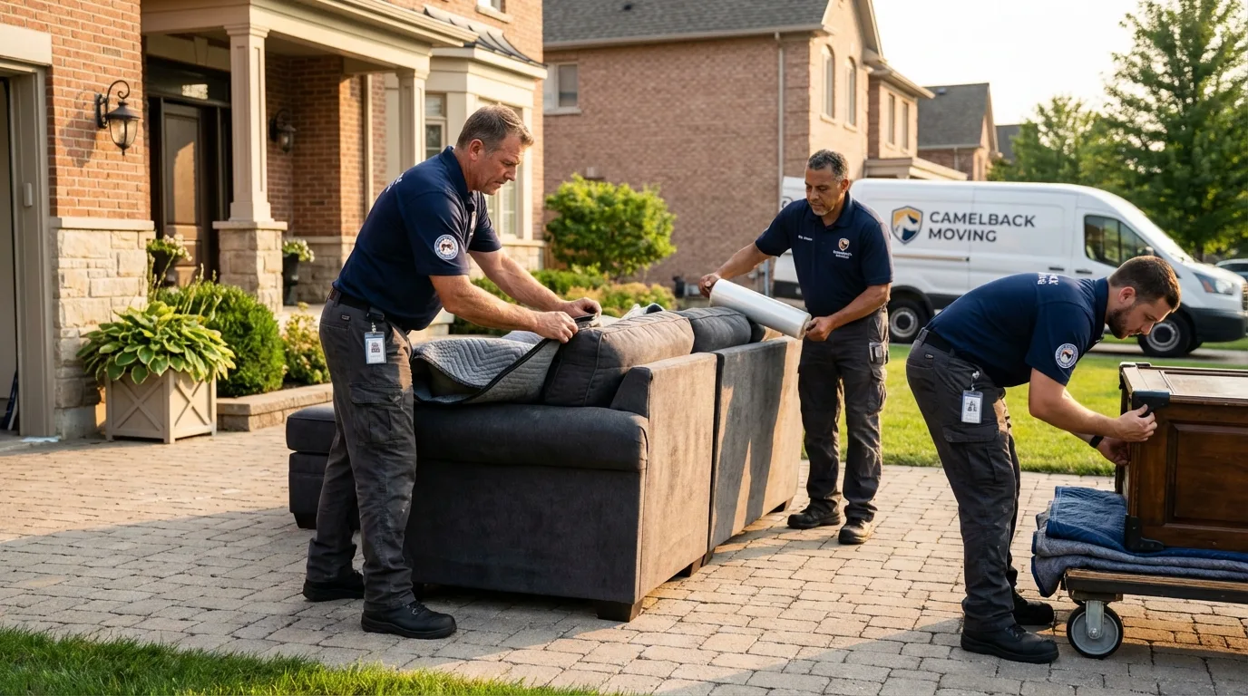 Large estate moving crew wrapping furniture in Haddon Heights, NJ